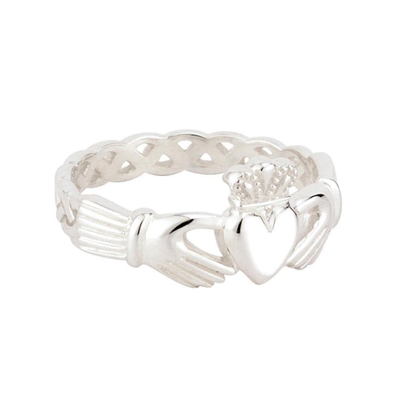 Biddy Murphy Made in ireland Irish Claddagh Ring for Women 925 Sterling Silver with Braided Band, Traditional Friendship Ring, Love, Marriage, Engagement, Size 8.5 - Image 3